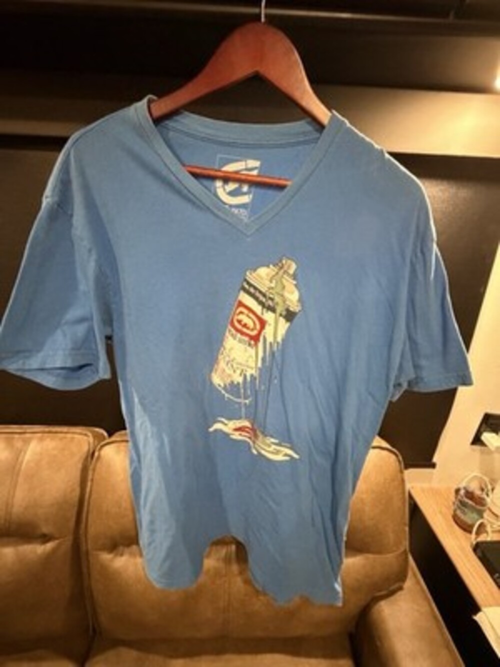 Vintage Y2K Ecko Unltd Tag A Lot Spray Paint Can Shirt Blue Skater Hip Hop XL